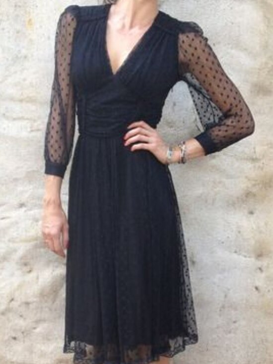 Betsey Johnson Dresses & Skirts - Betsey Johnson Dramatic Gothic Swiss Dot Mesh Lace Dress Wednesday Prom Sz 4